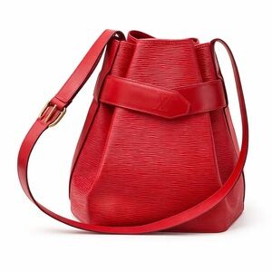 Louis Vuitton Sac d'Épaule Epi-Castilian Red-bucket bag w/dust bag& LV store bag